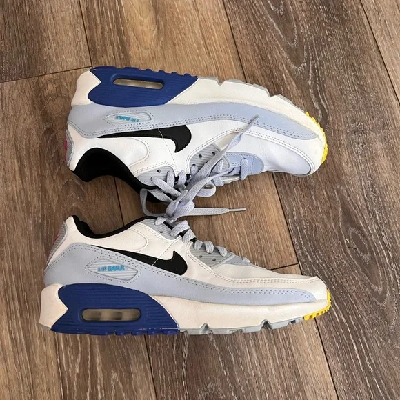 Nike Air Max 90 Leather GS White Blue Whisper - Picture 3 of 9